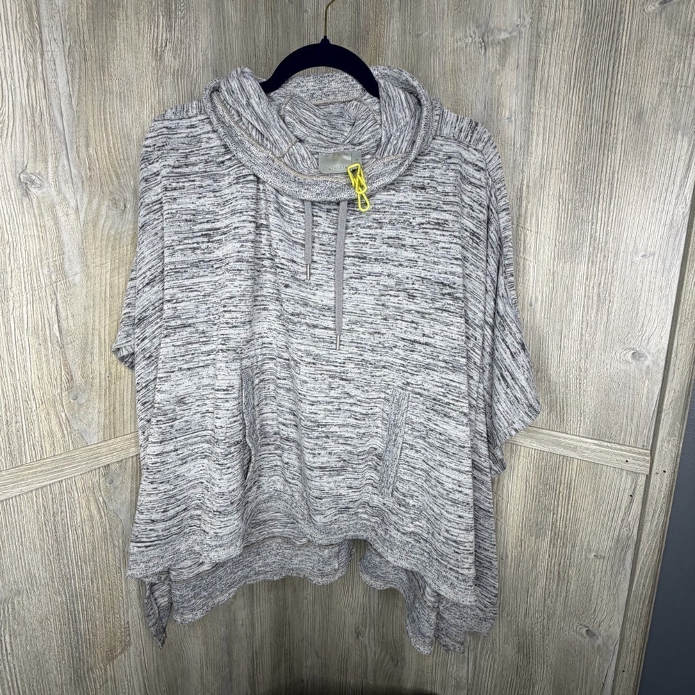 Athleta Blissful Hooded Poncho Sweatshirt Grey Heathered - Picture 2 of 7